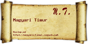 Magyari Timur névjegykártya